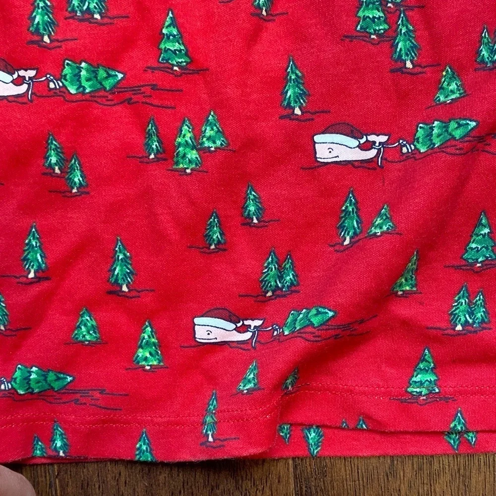 Vineyard Vines Red Kids Pajama Set with Christmas Trees